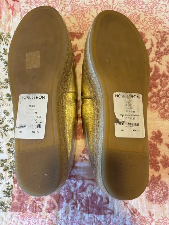 Tory Burch Metallic Gold Espadrille Loafers - Picture 9 of 16